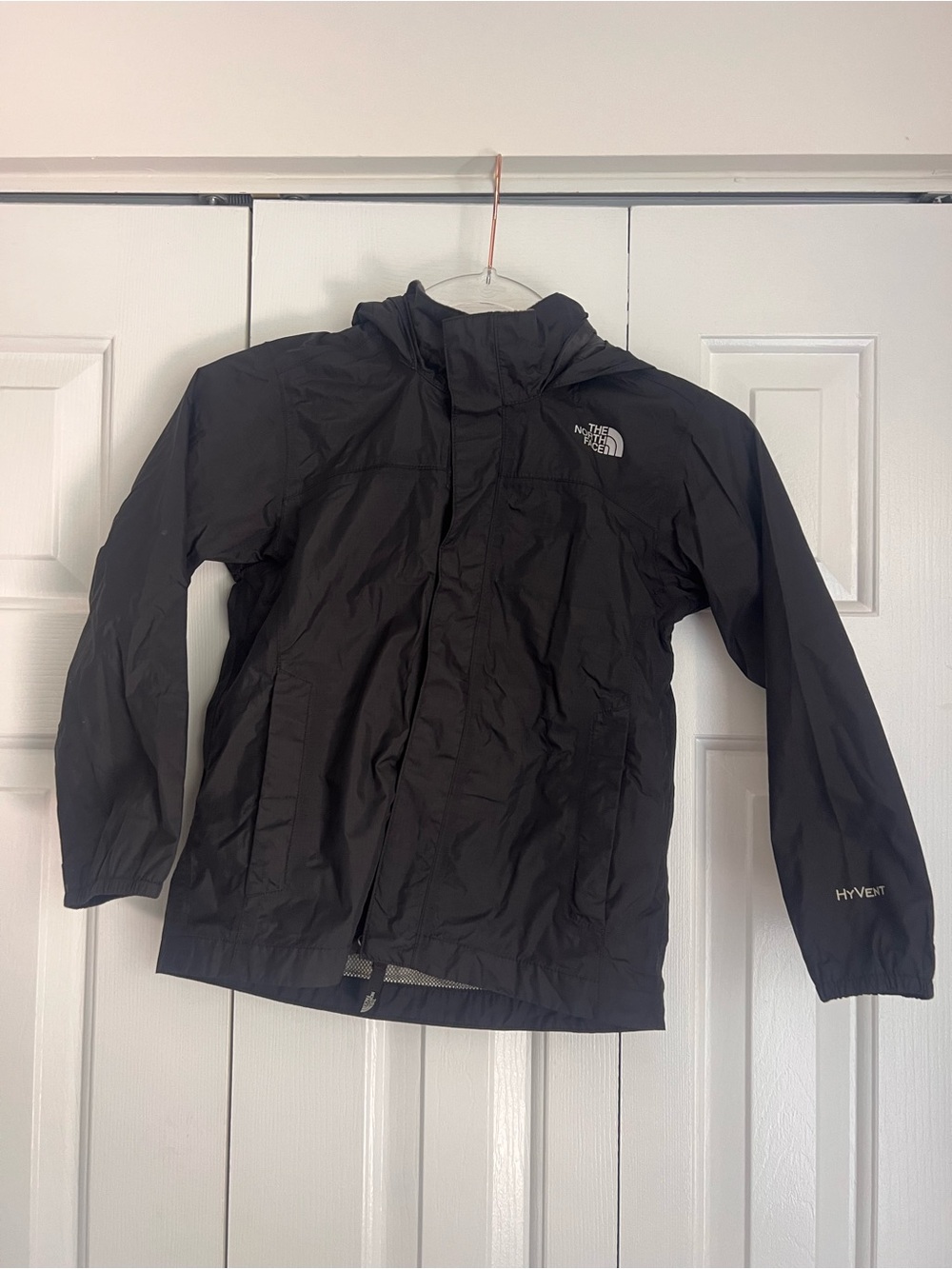 The North Face Kids Black Waterproof Raincoat with Hood XS